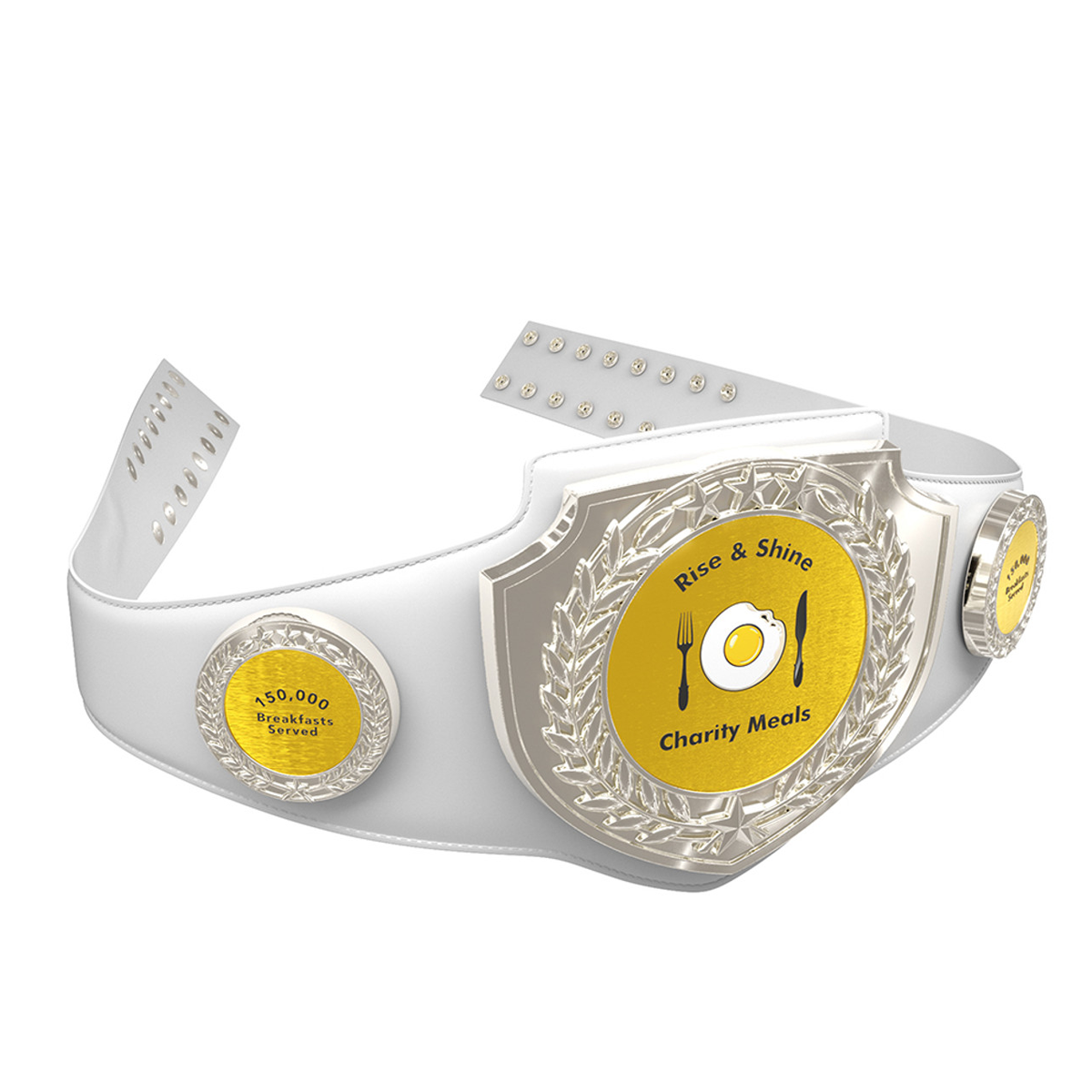 Bright Silver Shield Championship Belt in White