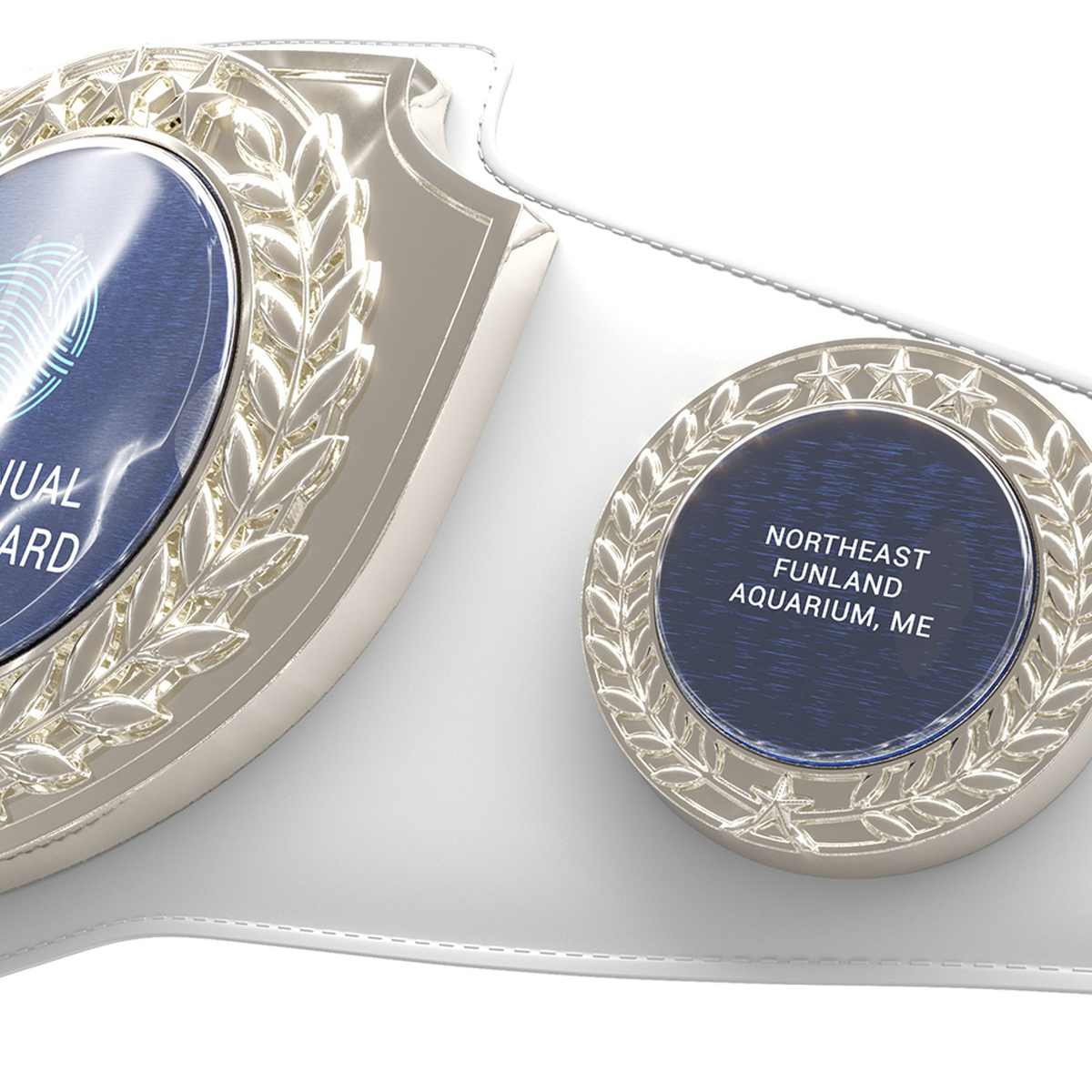 Bright Silver Shield Championship Belt in White