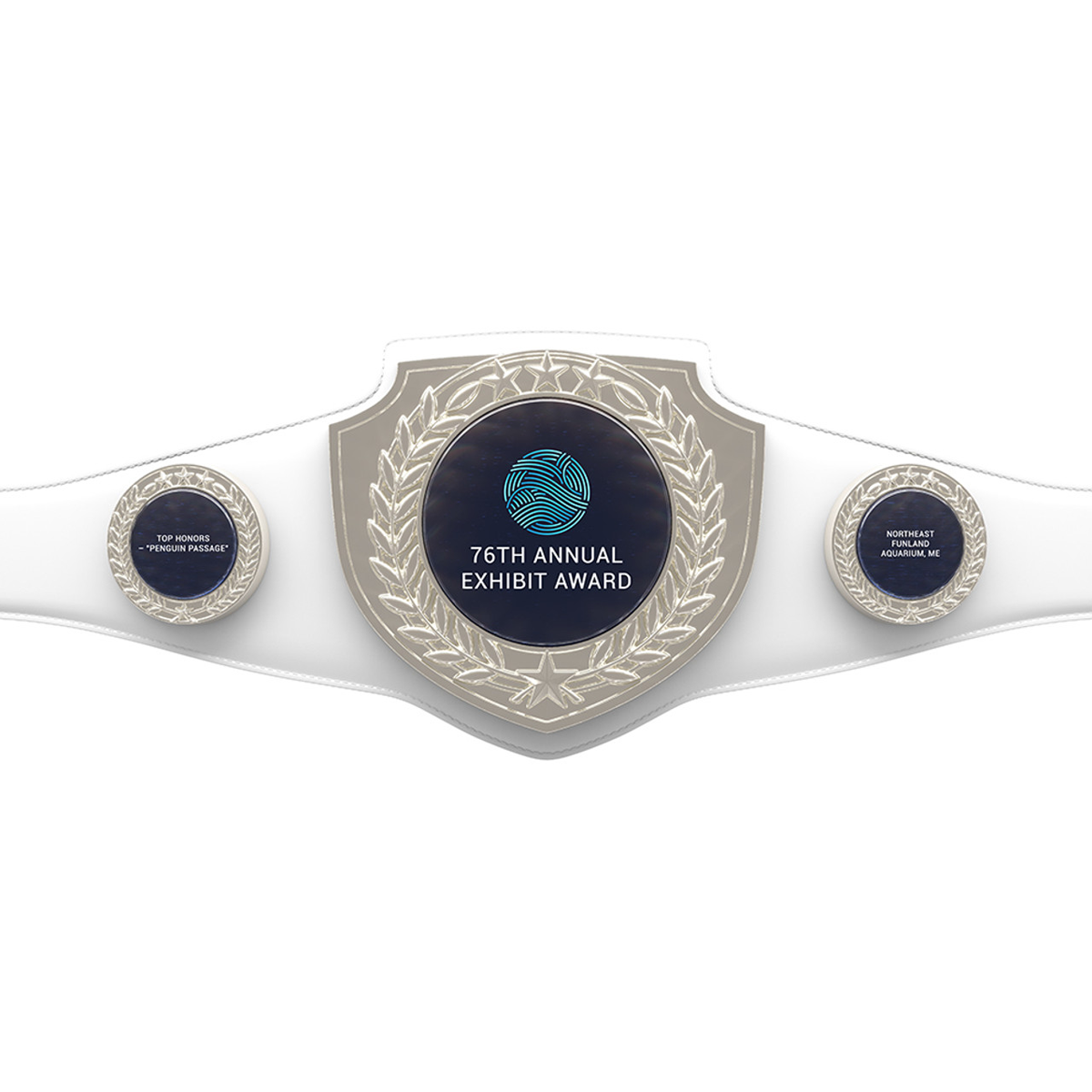 Bright Silver Shield Championship Belt in White