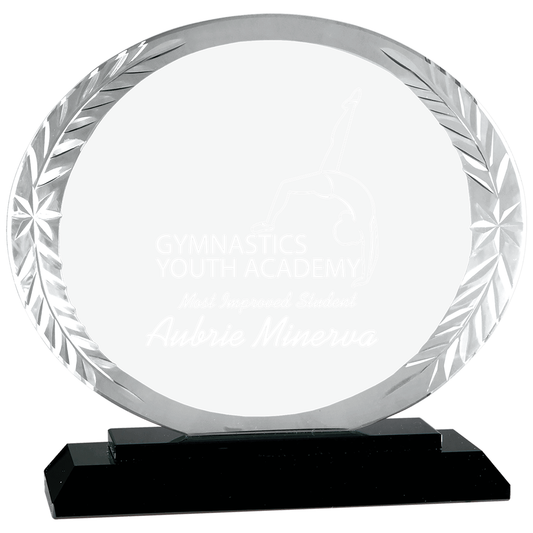 Oval Accent Crystal Award on Black Base