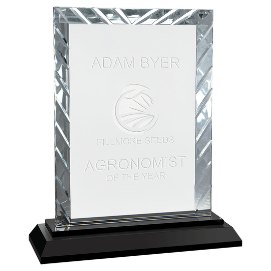 Rectangle Accent Crystal Award on Black Base