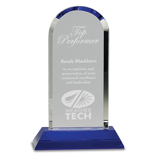 Clear Crystal Dome on Blue Pedestal Base
