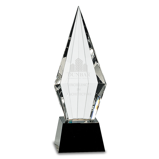 Obelisk Facet Crystal on Black Pedestal Base