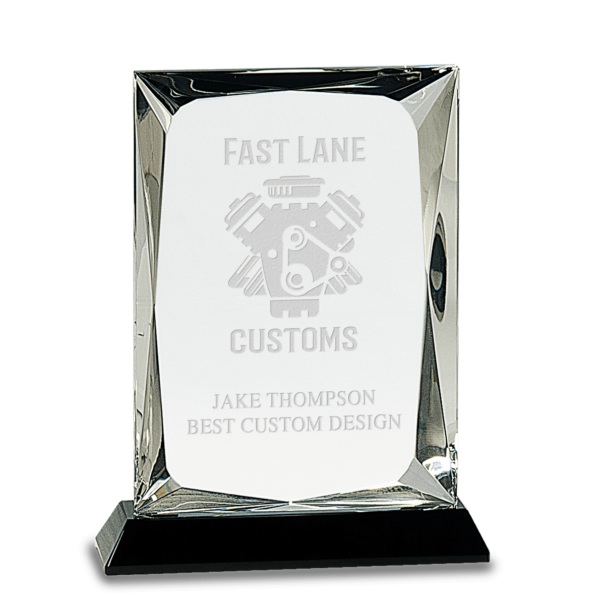 Clear Crystal Rectangle Award on Black Base