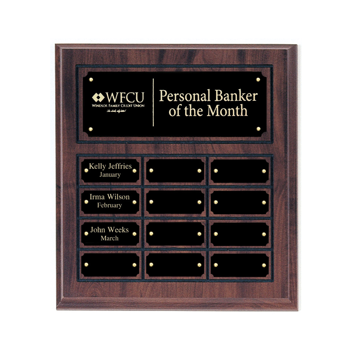 Cherry Finish Perpetual Plaque With Black Brass Plates