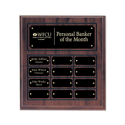 Cherry Finish Perpetual Plaque With Black Brass Plates