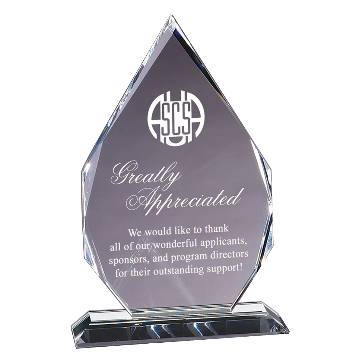 Crystal Teardrop Award with Clear Base