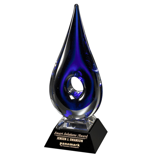 Blue Teardrop Art Glass Award