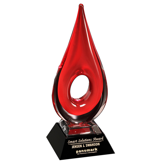 Red Teardrop Art Glass Award