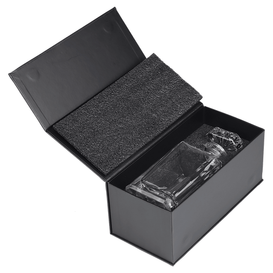 Square Glass Decanter Set with Four 11 oz. Glasses in a Black Gift Box