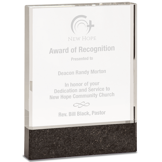 Clear Fusion Crystal Award with Genuine Black Marble