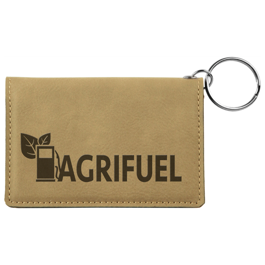 Light Brown Leatherette Keychain ID Holder