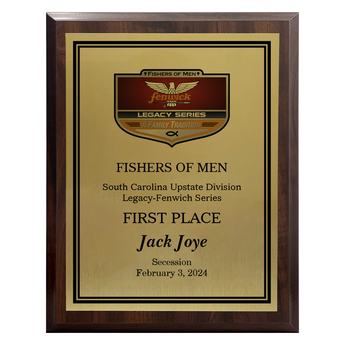 100 Series Plaque in Black, Cherry or Walnut Finish Board with Full Color Sublimated Plate