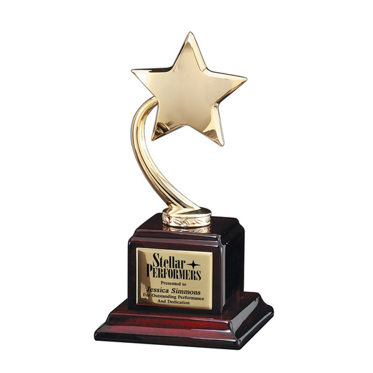 Gold Star On Wood Base