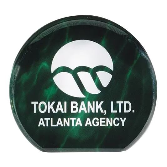 Green Round Acrylic Paperweight