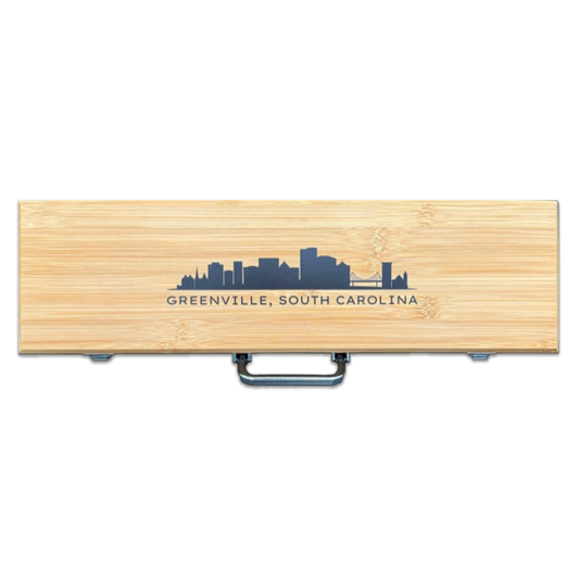Greenville Skyline BBQ Set - Premium Bamboo & Stainless Steel