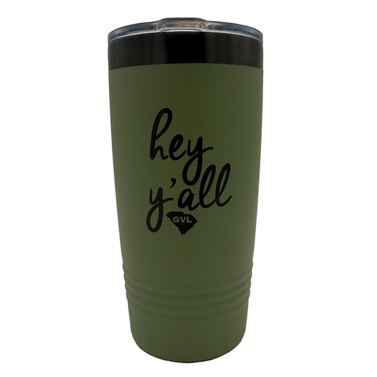 "Hey Y'all" Southern Script Tumbler with Slider Lid