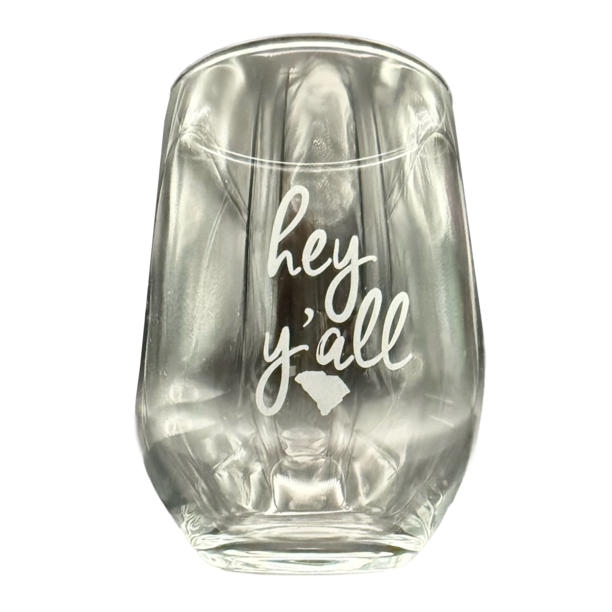 "Hey Y'all" Stemless Wine Glass