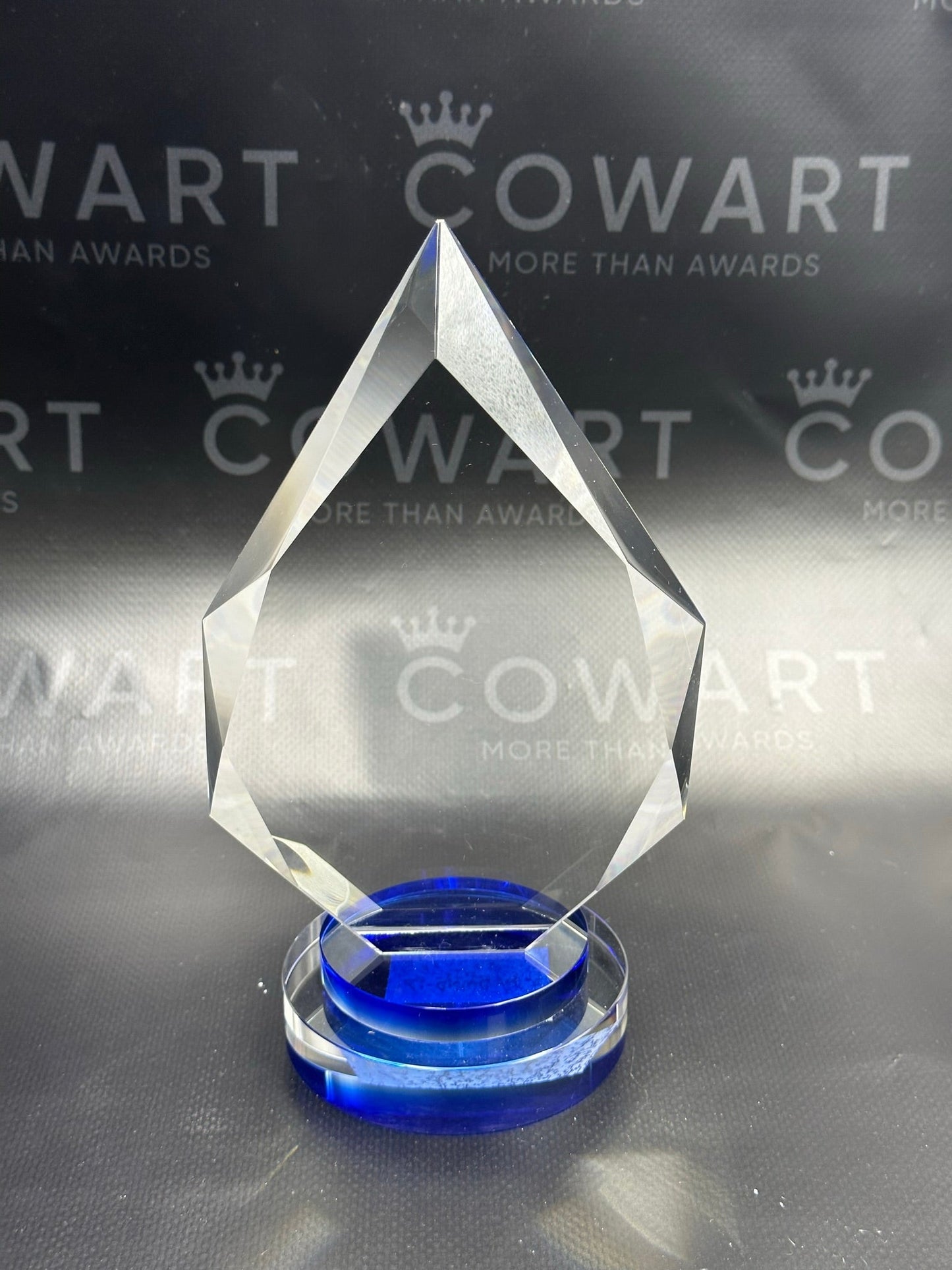 Diamond Crystal on Blue & Clear Round Base