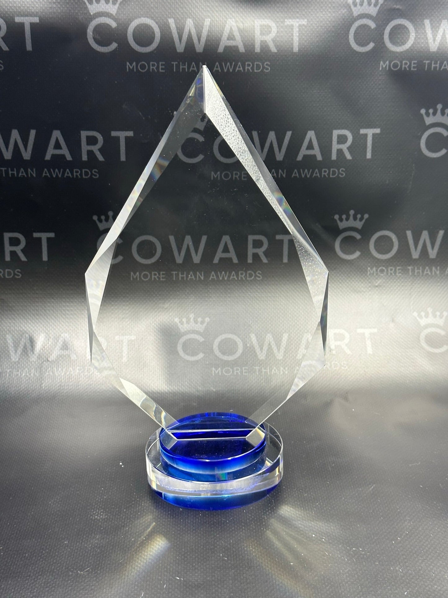 Diamond Crystal on Blue & Clear Round Base