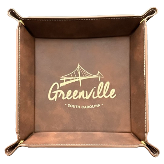 Greenville Script Leatherette Snap Tray - Rustic Gold with Liberty Bridge