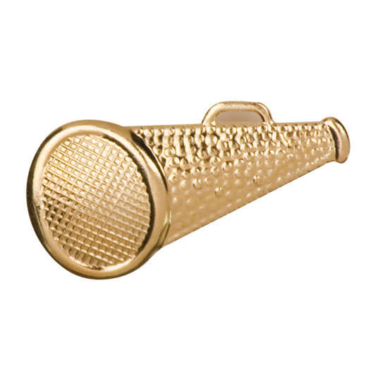 Gold Megaphone Metal Chenille Letter Insignia Pin