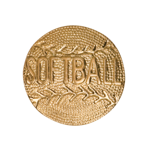 Gold Softball Metal Chenille Letter Insignia Pin