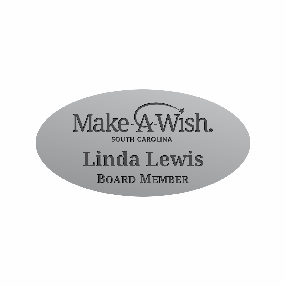 Engraved Badges with Oval Shape in Multiple Colors and Sizes