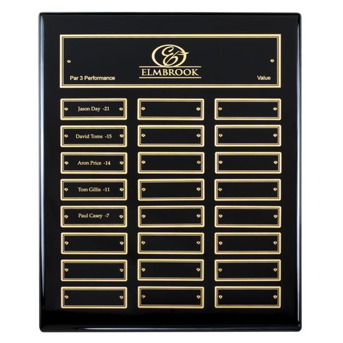 Perpetual Plaque on Rectangular Black Piano Finish Board with Black Brass Plate