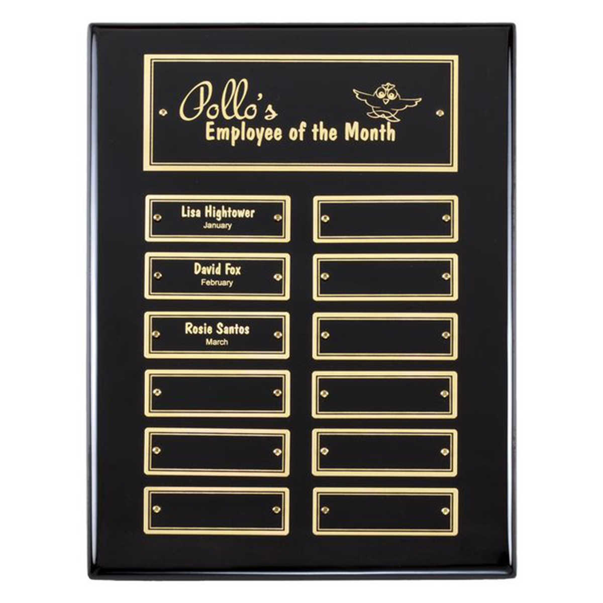 Perpetual Plaque on Rectangular Black Piano Finish Board with Black Brass Plate
