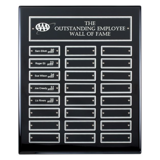 Perpetual Plaque on Rectangular Black Piano Finish Board with Black & Silver Aluminum Plate