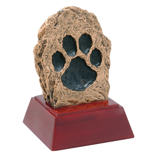 Paw Print Bronzed Resin Trophy