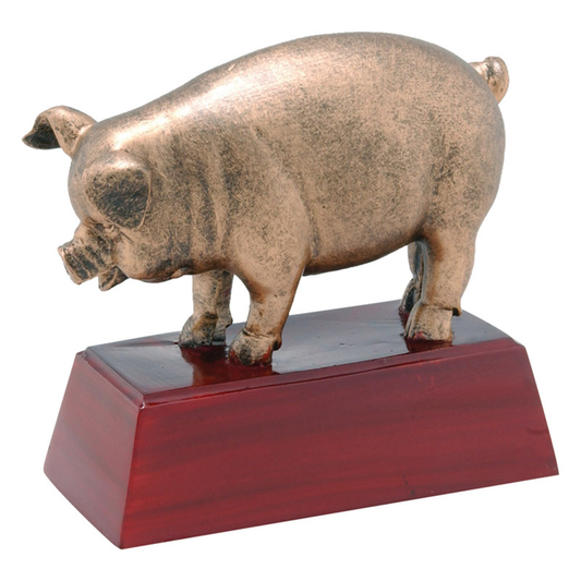 Pig Bronzed Resin Trophy