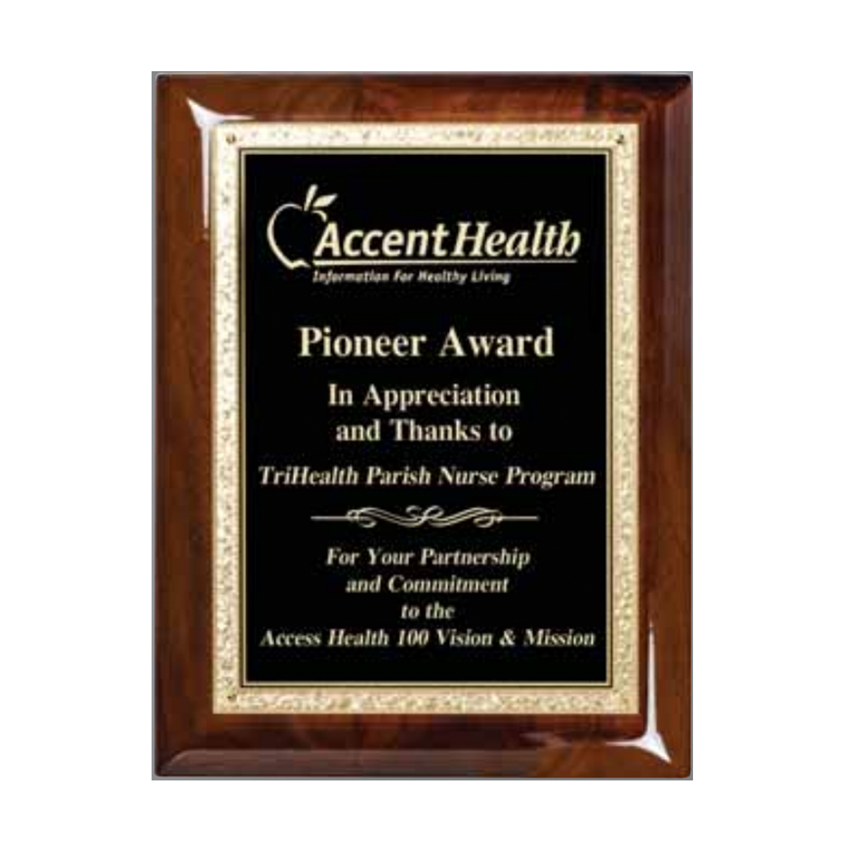 Scroll Plaque on Walnut Piano Finish Board, Black Engraving Plate with a Florentine