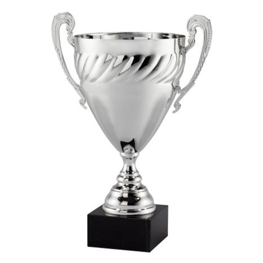 Silver Swirl Italian Cup Trophy on Black Marble Base
