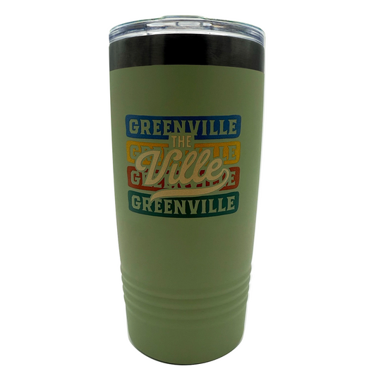 "The Ville" Bold Typography Tumbler with Slider Lid