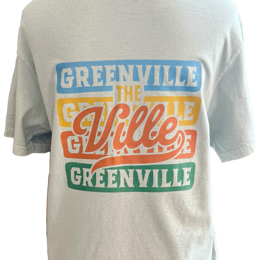"The Ville" Stacked T-Shirt - Bold Greenville Typography
