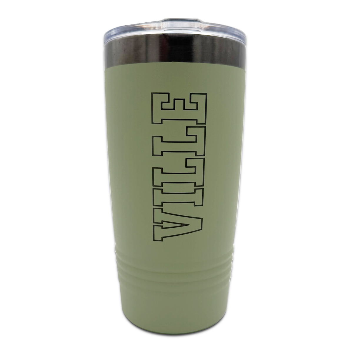 "VILLE" Vertical Block Text Tumbler with Slider Lid