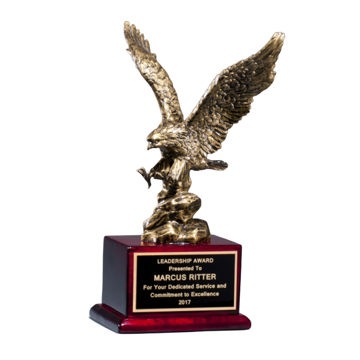 Antique Bronze Eagle Trophy on Rosewood Piano Finish Base