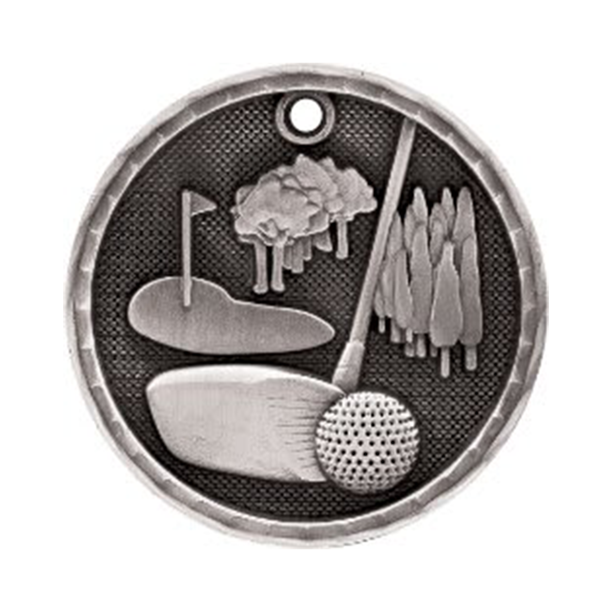 3D Golf Medal in Antique Gold, Silver and Bronze