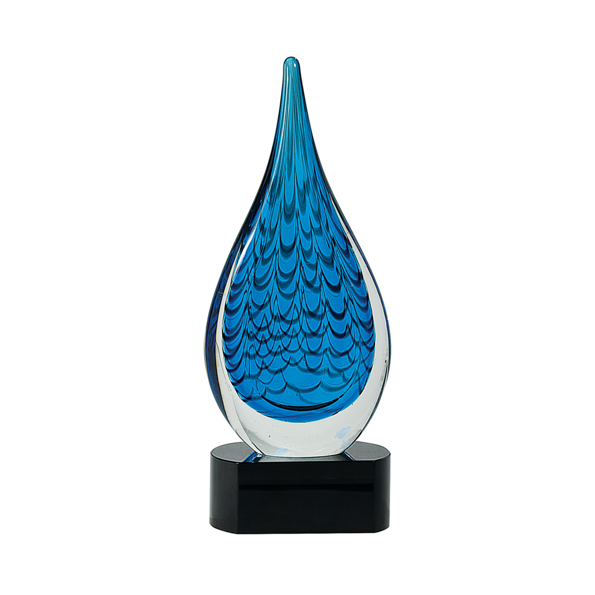 12 1/2" Blue Raindrop Art Glass