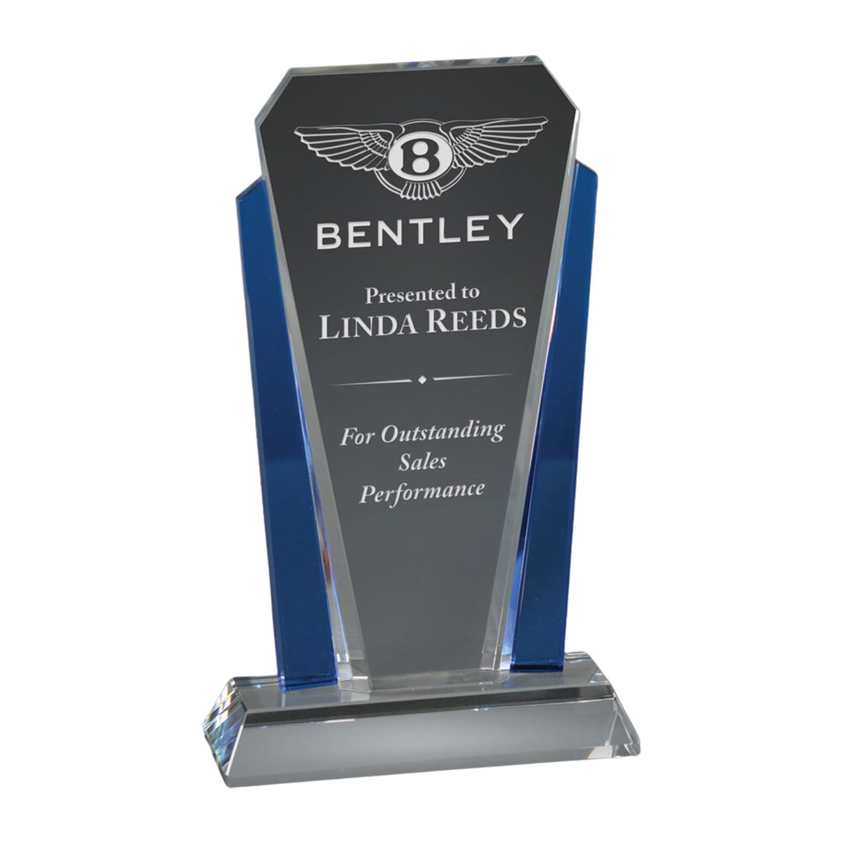 Bethesda Crystal Award with Blue Edges
