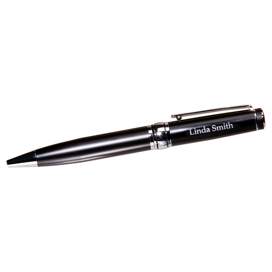 Chrome-plated Personalized Pen with Black Accents