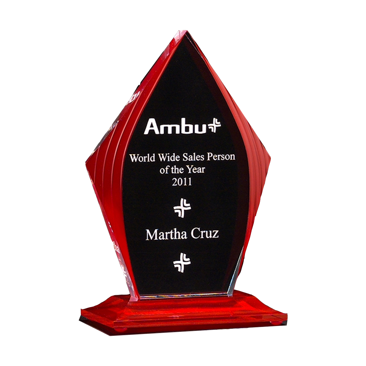 Flame Series Acrylic Award with Red Accented Upright & Base