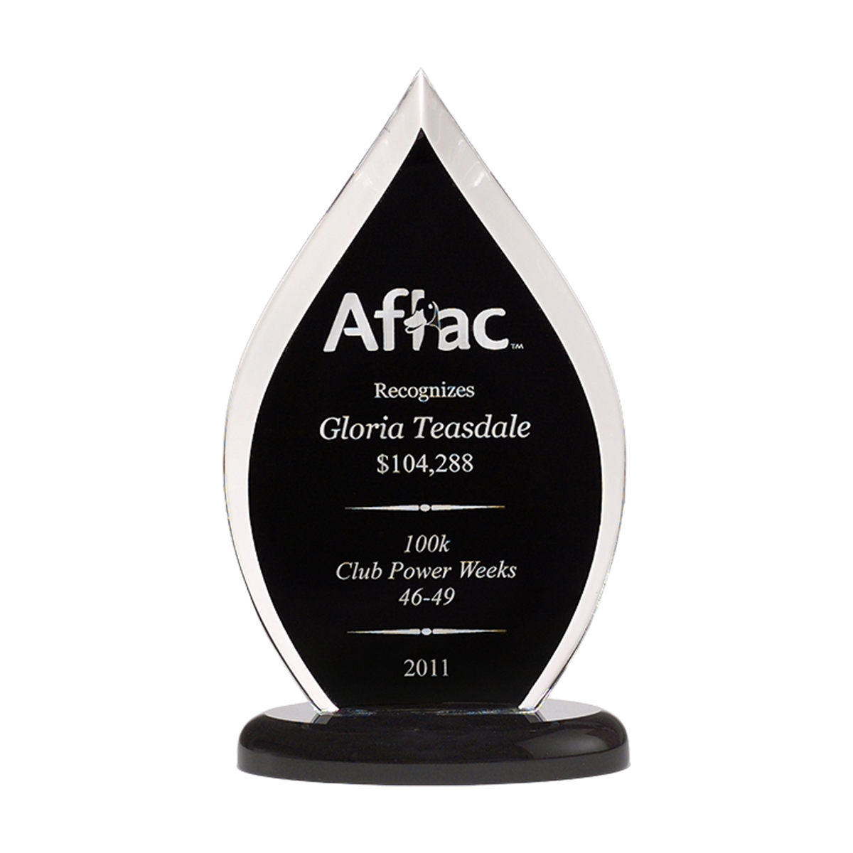 Flame Series Clear Acrylic Award with Black Silk Screened Back