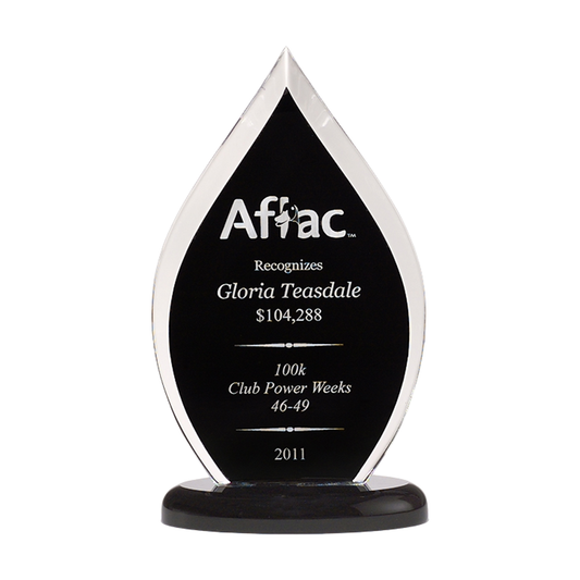 Flame Series Clear Acrylic Award with Black Silk Screened Back