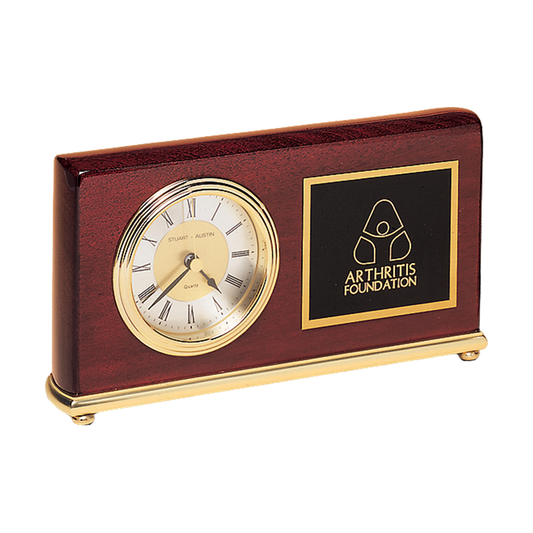 Rosewood Piano Finish Clock with Black Brass Plate