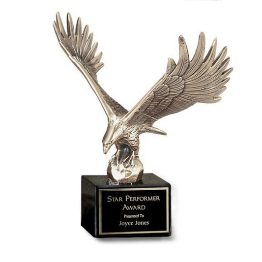 Antique Bronze Eagle Award on Marble Base
