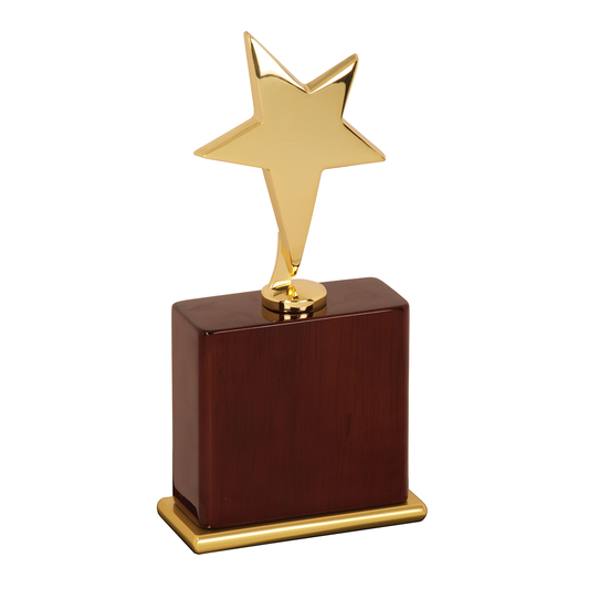 8" Gold Star Award on Rosewood Piano Finish Base